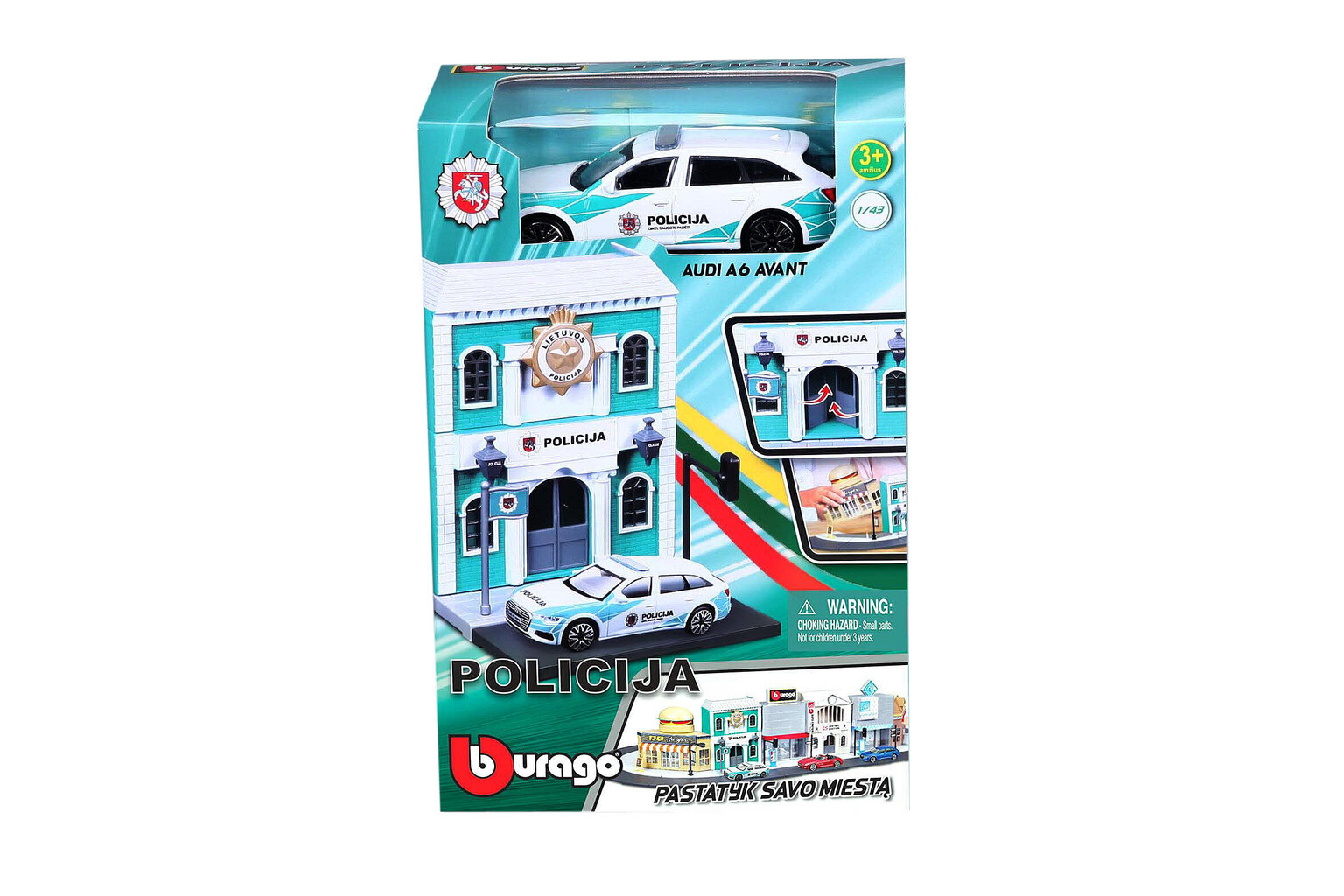 Politseijaoskond Leedu politseiautoga 1:43 Bburago City, 18-31502 цена и информация | Mänguasjad poistele | hansapost.ee