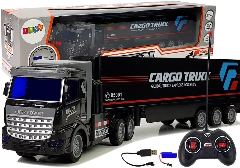 Kaugjuhtimispuldiga veok Lean Toys Cargo Truck 1:48, must, 6 m.+ цена и информация | Mänguasjad poistele | hansapost.ee