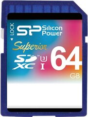 Silicon Power mälukaart SDXC 64GB Superior UHS-I U3 hind ja info | Silicon Power Fotoaparaadid, objektiivid ja lisatarvikud | hansapost.ee