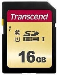 Memory SDHC 16GB UHS-I/C10 TS16GSDC500S Transcend цена и информация | Карты памяти для фотоаппаратов | hansapost.ee