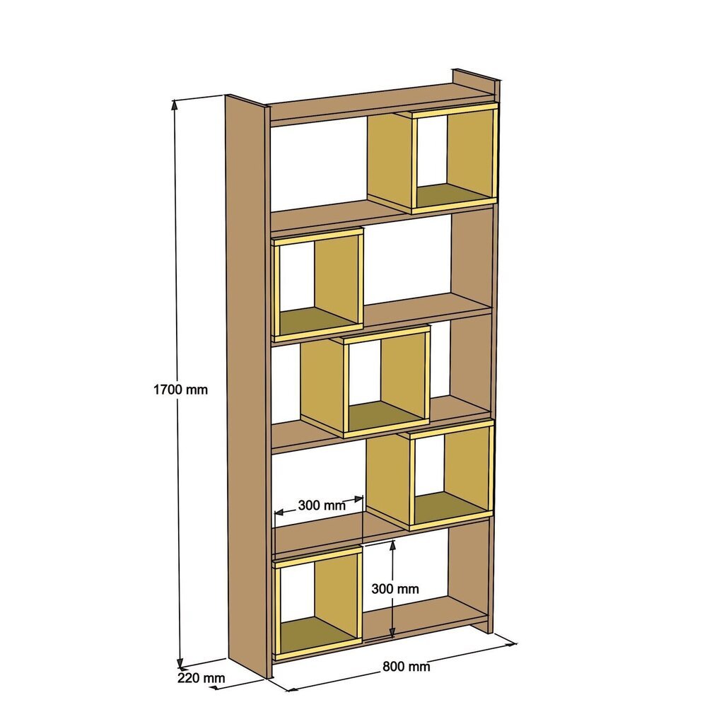 Eraldiseisev riiul Kalune Design Box II, valge/kollane цена и информация | Riiulid | hansapost.ee