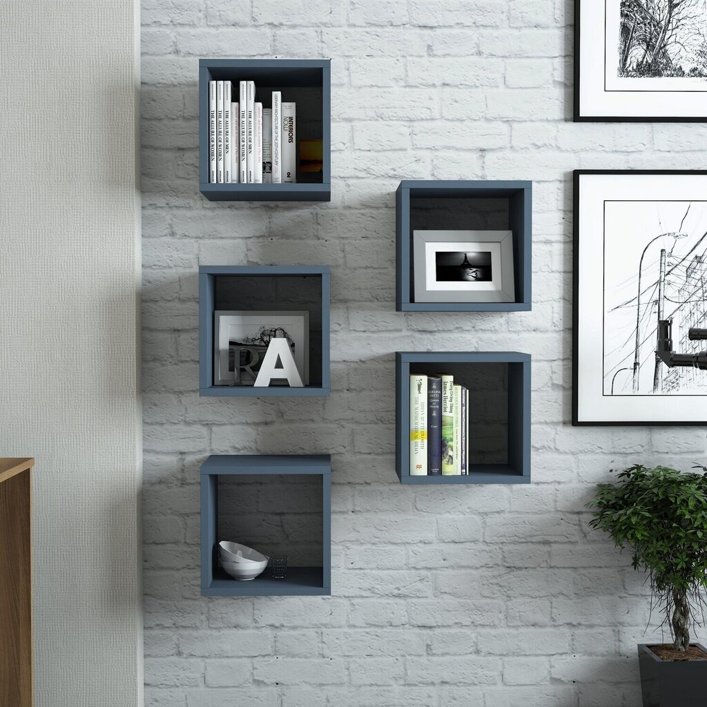 Seinariiul Kalune Design Box Cube, sinine цена и информация | Riiulid | hansapost.ee