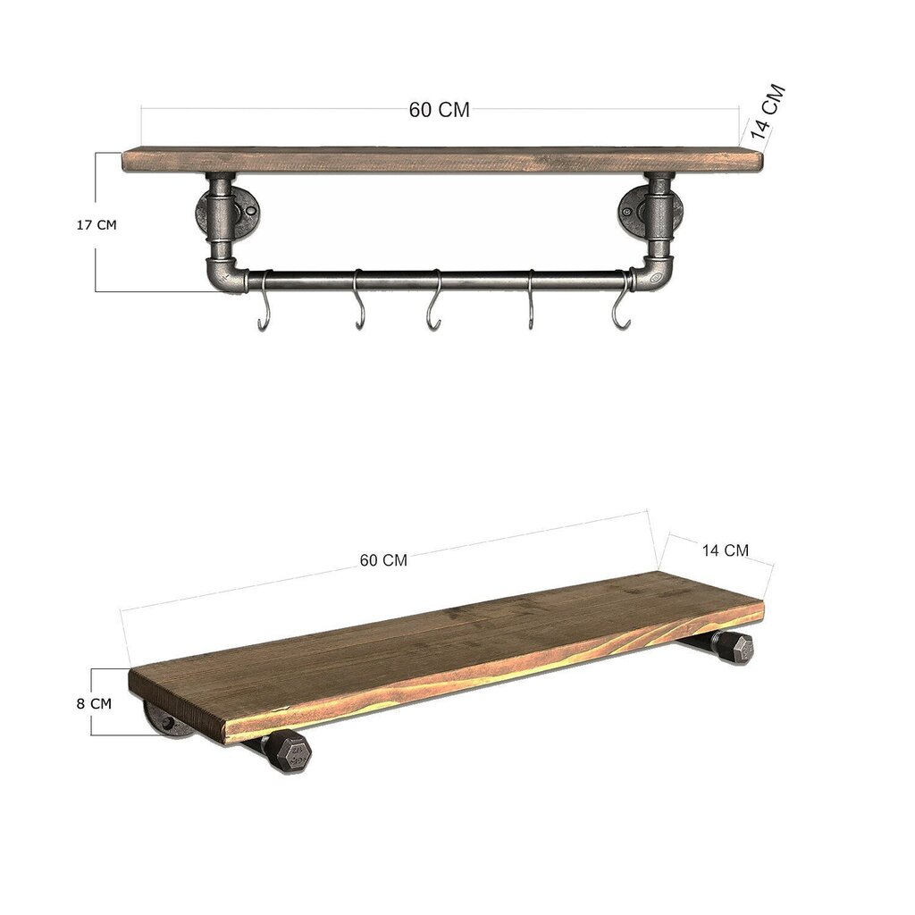 2 riiuli komplekt Kalune Design BoruRaf113, pruun/must hind ja info | Riiulid | hansapost.ee