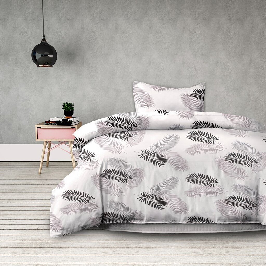 AmeliaHome voodipesukomplekt Basic Grey Palm Leaves 135x200, 2-osaline hind ja info | Voodipesukomplektid | hansapost.ee