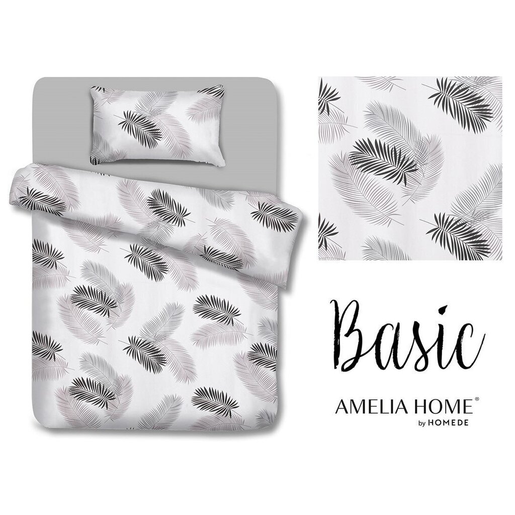 AmeliaHome voodipesukomplekt Basic Grey Palm Leaves 135x200, 2-osaline цена и информация | Voodipesukomplektid | hansapost.ee