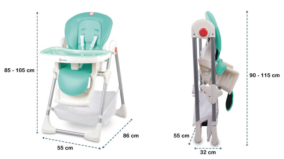 Söögitool Lionelo Linn Plus, turquoise цена и информация | Laste söögitoolid | hansapost.ee