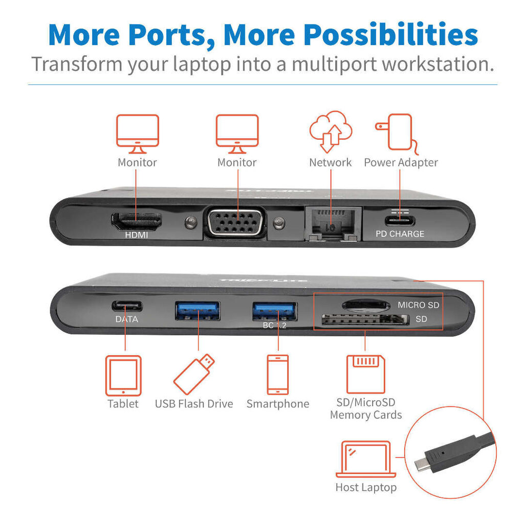 Tripp Lite USB-C Dock U442-DOCK3-B Single Display цена и информация | USB adapterid ja jagajad | hansapost.ee