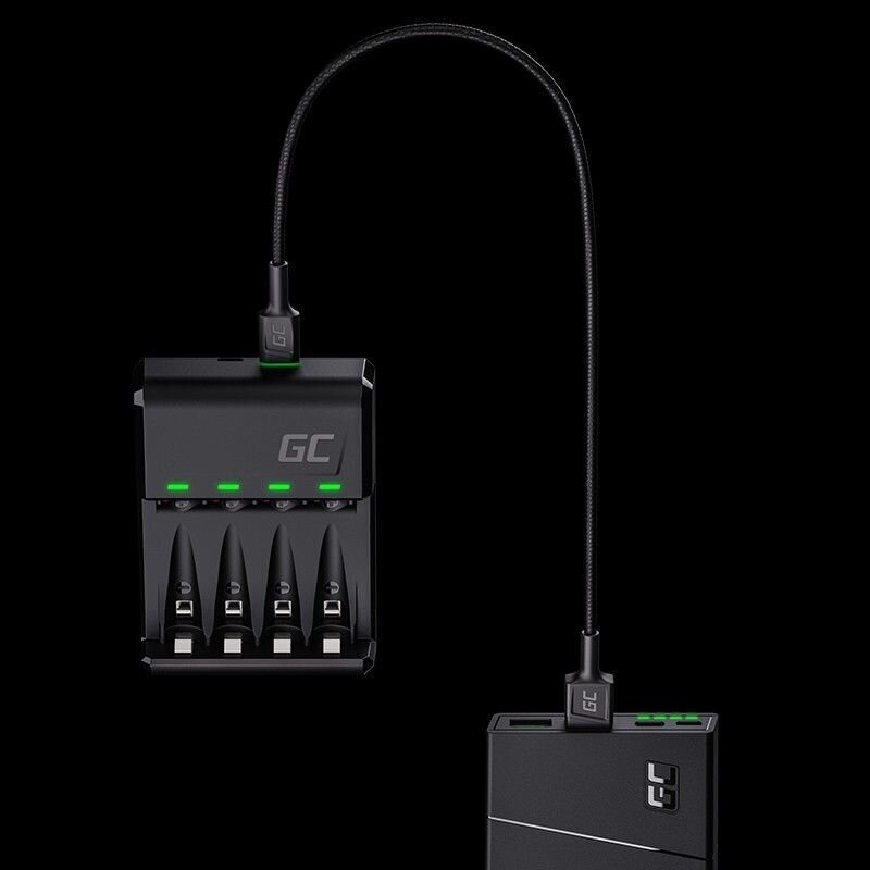 Green Cell GC VILACHERGER NI-MH AA ja AAA akulaadija mikro-USB ja USB-C pordiga цена и информация | Fotoaparaatide laadijad | hansapost.ee