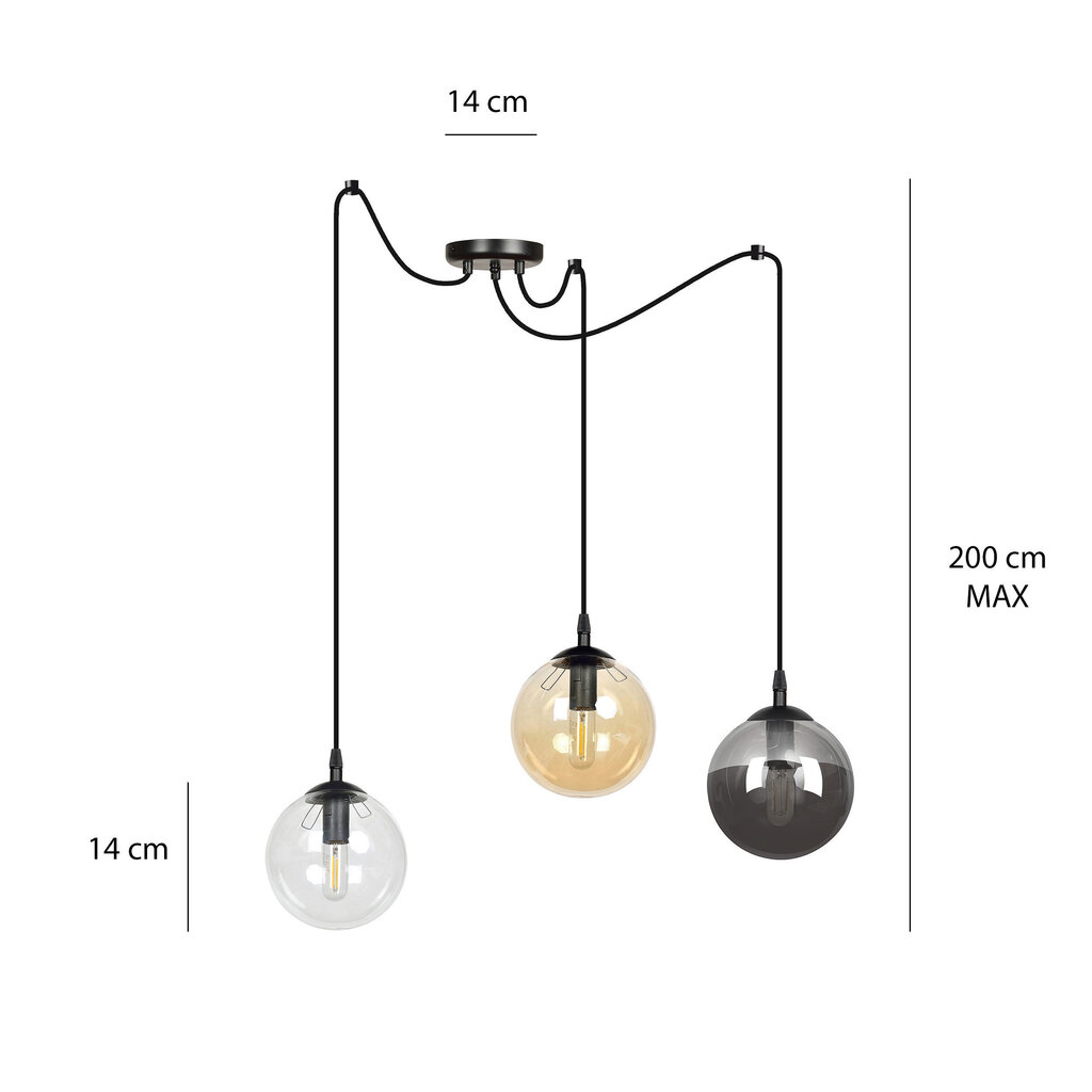 Emibig rippvalgusti Gigi 3 Black/Graphite цена и информация | Rippvalgustid | hansapost.ee