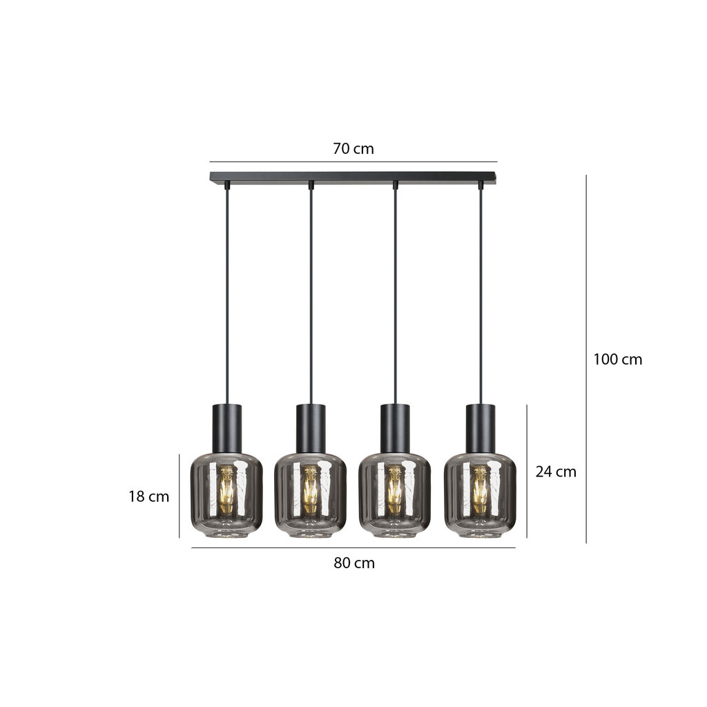 Emibig rippvalgusti Ingvar 4 Black hind ja info | Rippvalgustid | hansapost.ee