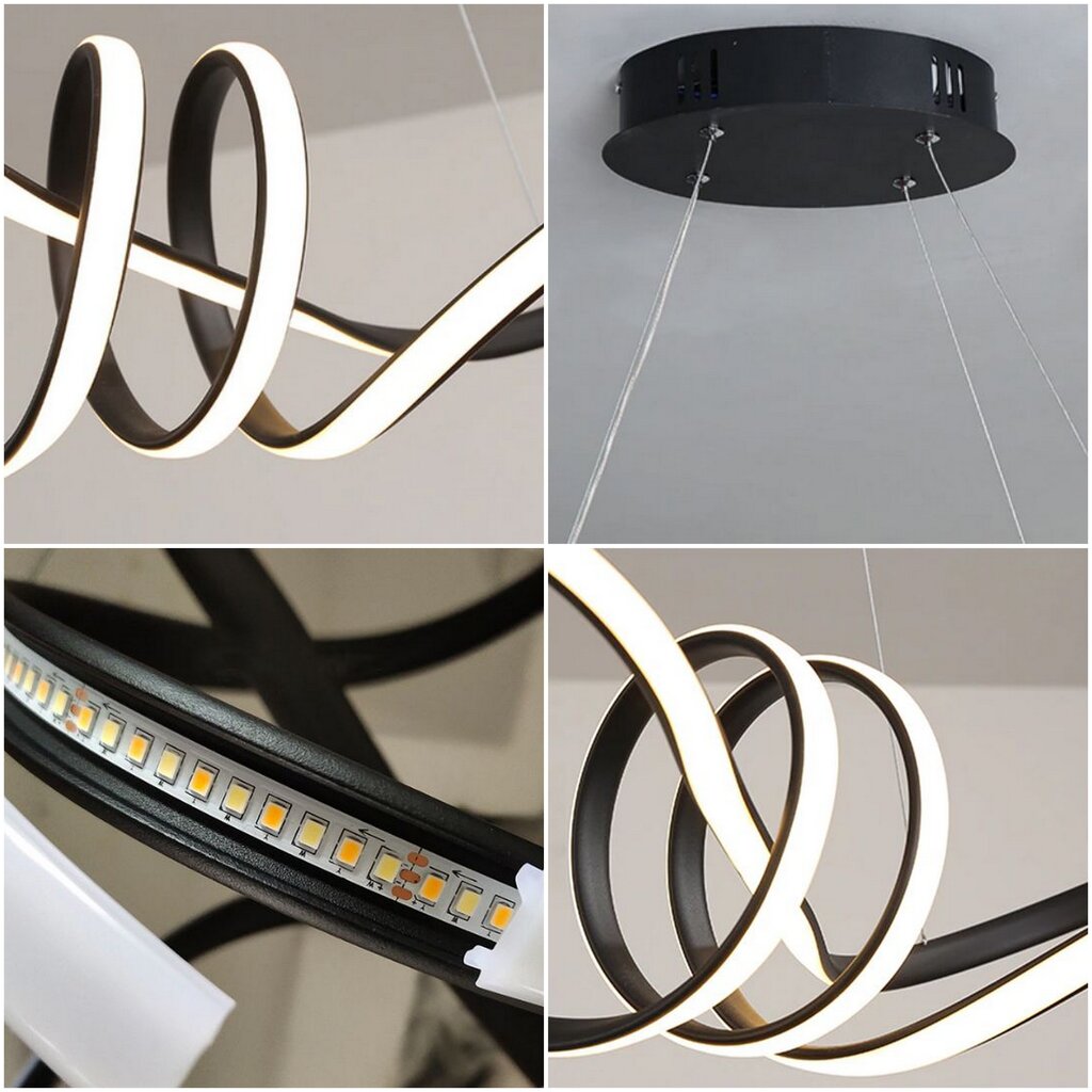 LED rippvalgusti kaugjuhtimispuldiga Swirl, Must hind ja info | Rippvalgustid | hansapost.ee