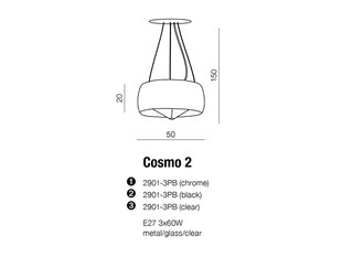 Azzardo подвесной светильник Cosmo 2 Chrome цена и информация | Потолочный светильник, 38 x 38 x 24 см | hansapost.ee