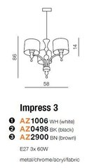 Azzardo rippvalgusti Impress 3 White hind ja info | Rippvalgustid | hansapost.ee