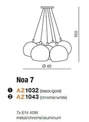 Azzardo rippvalgusti Noa 7 Black/Gold цена и информация | Люстры | hansapost.ee