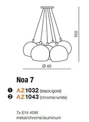 Azzardo подвесной светильник Noa 7 Chrome/White цена и информация | Люстры | hansapost.ee