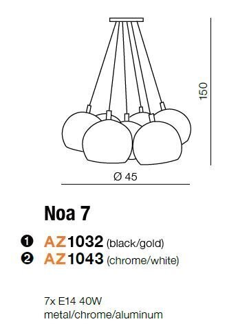 Azzardo rippvalgusti Noa 7 Chrome/White цена и информация | Rippvalgustid | hansapost.ee