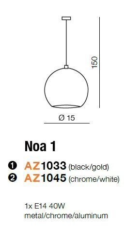 Azzardo rippvalgusti Noa 1 Chrome/White цена и информация | Rippvalgustid | hansapost.ee