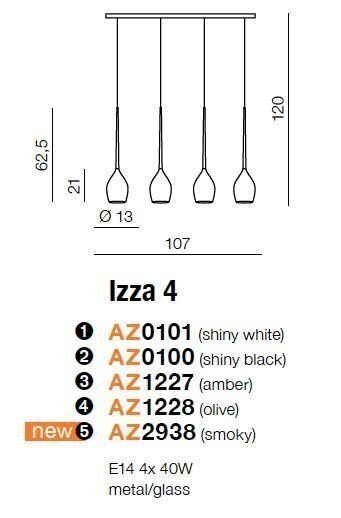 Rippvalgusti Azzardo Izza 4 Green hind ja info | Rippvalgustid | hansapost.ee