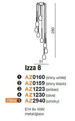 Azzardo подвесной светильник Izza 8 Green цена и информация | Люстры | hansapost.ee