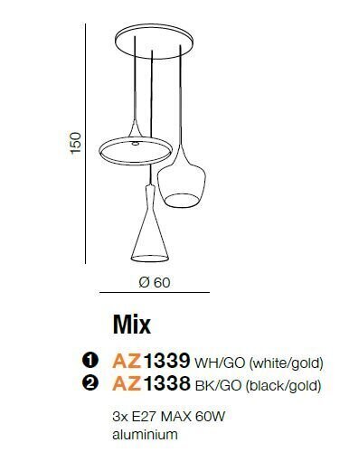 Valgusti Azzardo Mix AZ1339 hind ja info | Rippvalgustid | hansapost.ee