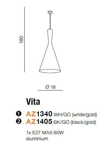 Laelamp Azzardo Vita AZ1340 цена и информация | Rippvalgustid | hansapost.ee