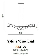 Azzardo rippvalgusti Sybilla 10 AZ2100 hind ja info | Rippvalgustid | hansapost.ee