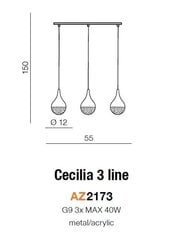 Azzardo rippvalgusti Cecilia 3 AZ2173 цена и информация | Потолочный светильник Home ESPRIT Белый Коричневый Деревянный Металл 25 W 40 x 40 x 70 cm | hansapost.ee