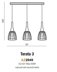 Azzardo подвесной светильник Terata 3 цена и информация | Потолочный светильник, 38 x 38 x 24 см | hansapost.ee