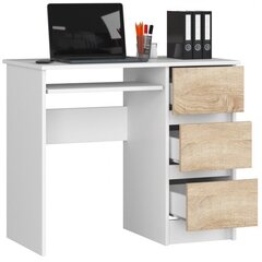 Письменный стол NORE A6, правый вариант, белый / цвета дуба цена и информация | Компьютерные, письменные столы | hansapost.ee