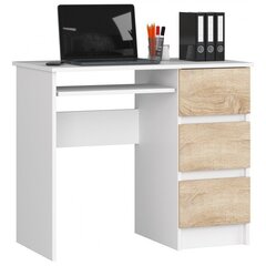Письменный стол NORE A6, правый вариант, белый / цвета дуба цена и информация | Компьютерные, письменные столы | hansapost.ee