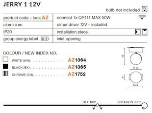 Azzardo valgusti Jerry 1 12V AZ1365 hind ja info | Laelambid | hansapost.ee