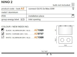 Azzardo светильник Nino 2 AZ1386 цена и информация | Потолочные светильники | hansapost.ee