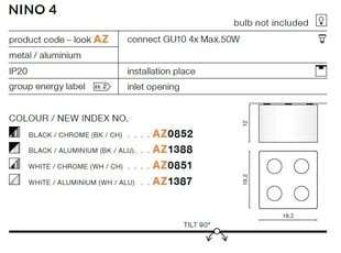 Azzardo valgusti Nino 4 AZ1387 цена и информация | Потолочные светильники | hansapost.ee