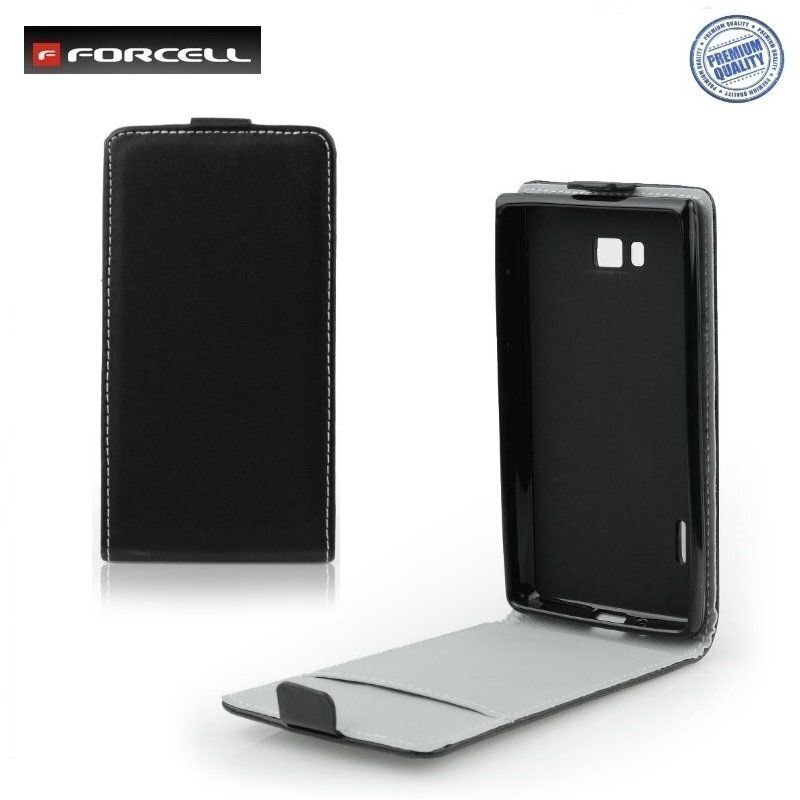 Forcell Flexi Slim Flip Sony Xperia J ST26i vertical case in silicone holder Black hind ja info | Telefonide kaitsekaaned ja -ümbrised | hansapost.ee