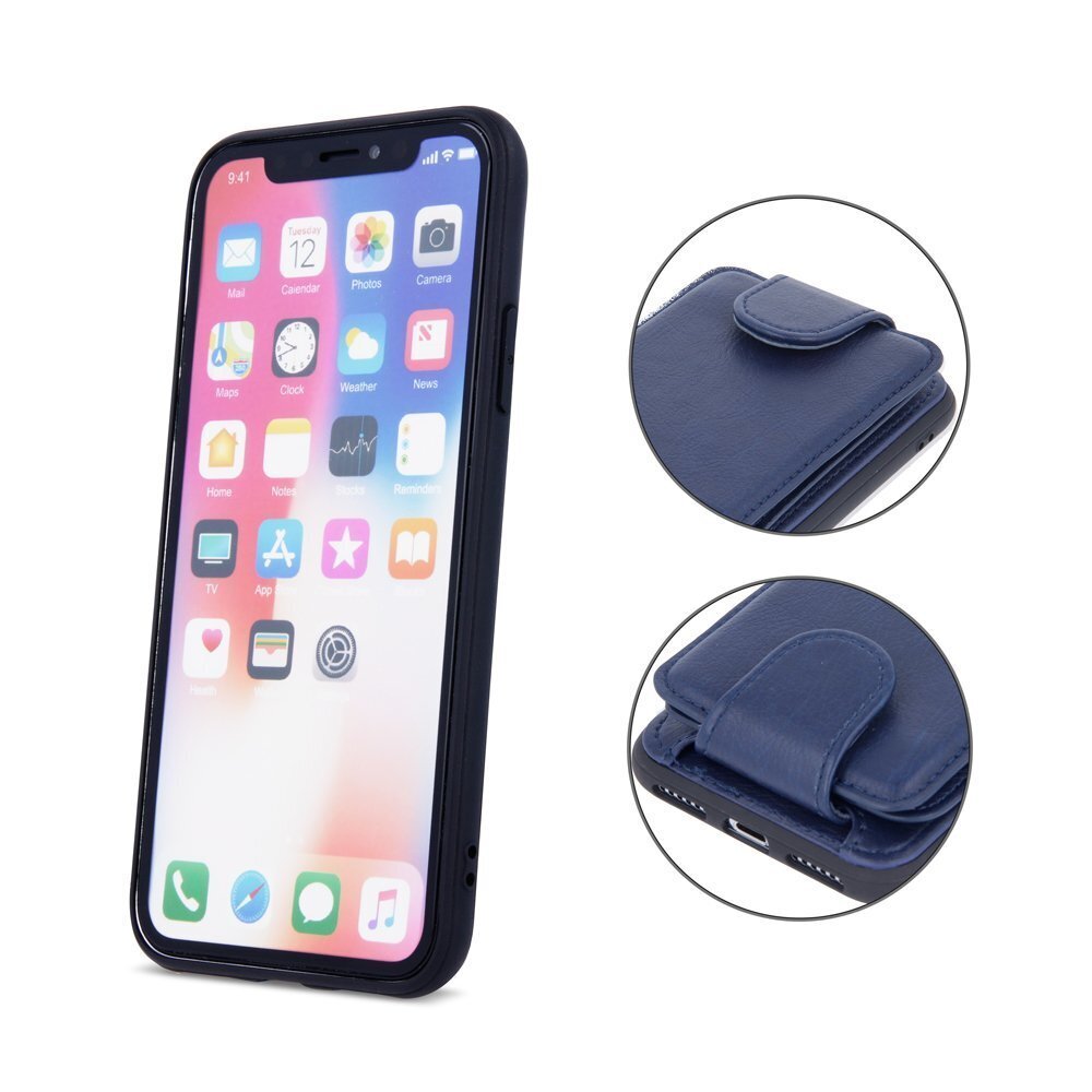 Mocco Smart Wallet Eco Leather Case - Card Holder For Apple iPhone X / XS Blue hind ja info | Telefonide kaitsekaaned ja -ümbrised | hansapost.ee