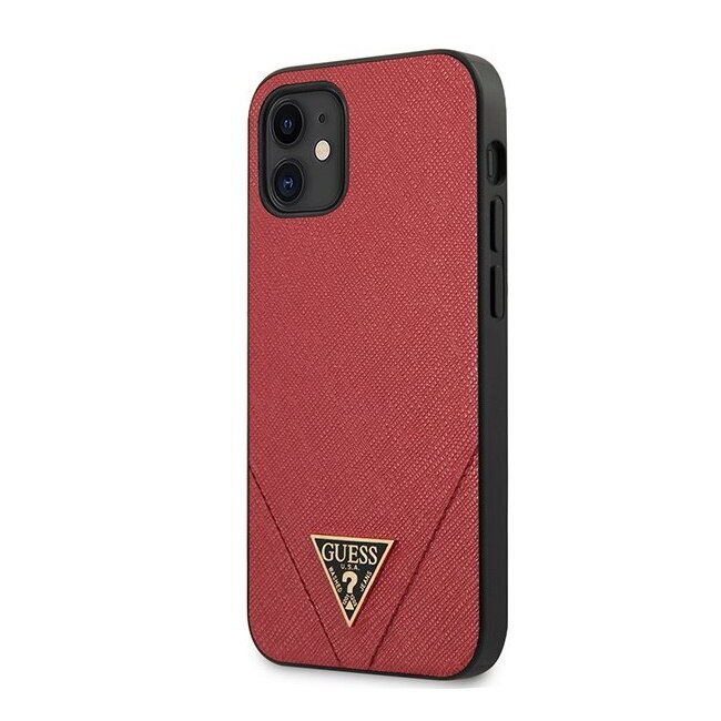 Guess iPhone 12 Mini 5,4&quot; GUHCP12SVSATMLRE red hard case Saffiano hind ja info | Telefonide kaitsekaaned ja -ümbrised | hansapost.ee