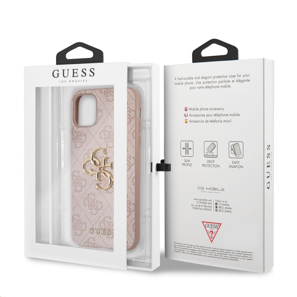 GUHCN614GMGPI Guess PU 4G Metal Logo Case for iPhone 11 Pink hind ja info | Telefonide kaitsekaaned ja -ümbrised | hansapost.ee