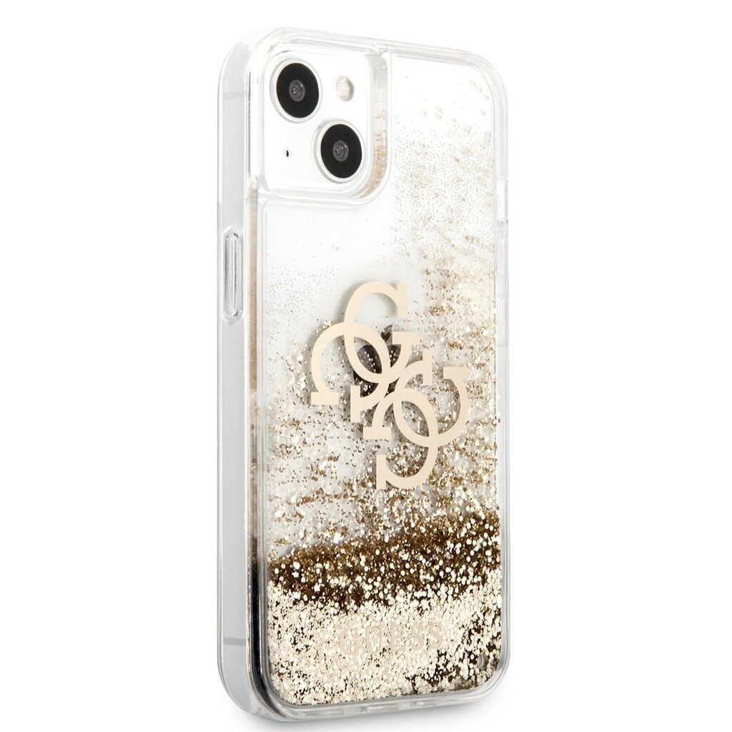 GUHCP13SLG4GGO Guess TPU Big 4G Liquid Glitter Gold Case for iPhone 13 Mini Transparent цена и информация | Telefonide kaitsekaaned ja -ümbrised | hansapost.ee