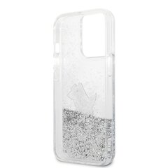 KLHCP13LGCFS Karl Lagerfeld Liquid Glitter Choupette Eat Case for iPhone 13 Pro Silver hind ja info | Telefonide kaitsekaaned ja -ümbrised | hansapost.ee