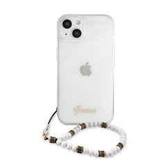 GUHCP13SKPSWH Guess PC Script and White Pearls Case for iPhone 13 Mini Transparent цена и информация | Guess Телефоны и аксессуары | hansapost.ee