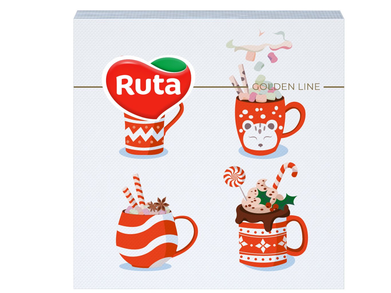Jõuluteemalised 2-kihilised lauasalvrätikud Ruta 33х33 cm Tassid, 20 tk. hind ja info | Lauakatted, laudlinad ja servjetid | hansapost.ee
