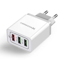 Адаптер для быстрой зарядки Wozinsky Quick Charge QC 3.0 3x USB 30W, белый (WWC-01) цена и информация | Зарядные устройства для телефонов | hansapost.ee