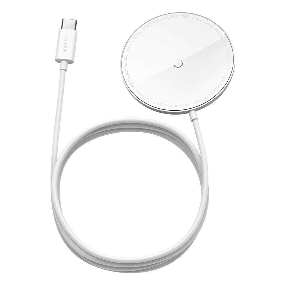 Magnetiline induktsioonlaadija Baseus Simple Mini MagSafe 15W - valge hind ja info | Laadijad mobiiltelefonidele | hansapost.ee