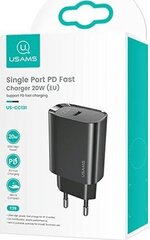 Usams CC131TC01 сетевое зарядное устройство USB-C / 20W / 3A черное цена и информация | Зарядные устройства для телефонов | hansapost.ee