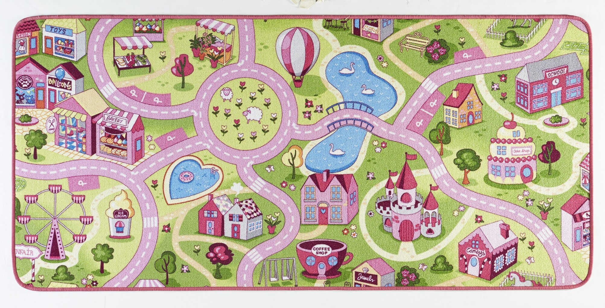 Lastetoa vaip Hanse Home Play Sweet Town 90x200 cm, roosa цена и информация | Vaibad | hansapost.ee