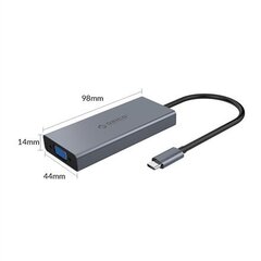 Адаптер-концентратор Orico 5-в-1, HDMI 4K + USB 3.0 + VGA + AUX + USB-C PD 60 Вт цена и информация | Адаптеры, USB-разветвители | hansapost.ee