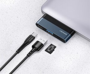 USAMS SJ491 USB-C jaotur 1xUSB, 1xUSB-C, Micro SD, must hind ja info | USB adapterid ja jagajad | hansapost.ee
