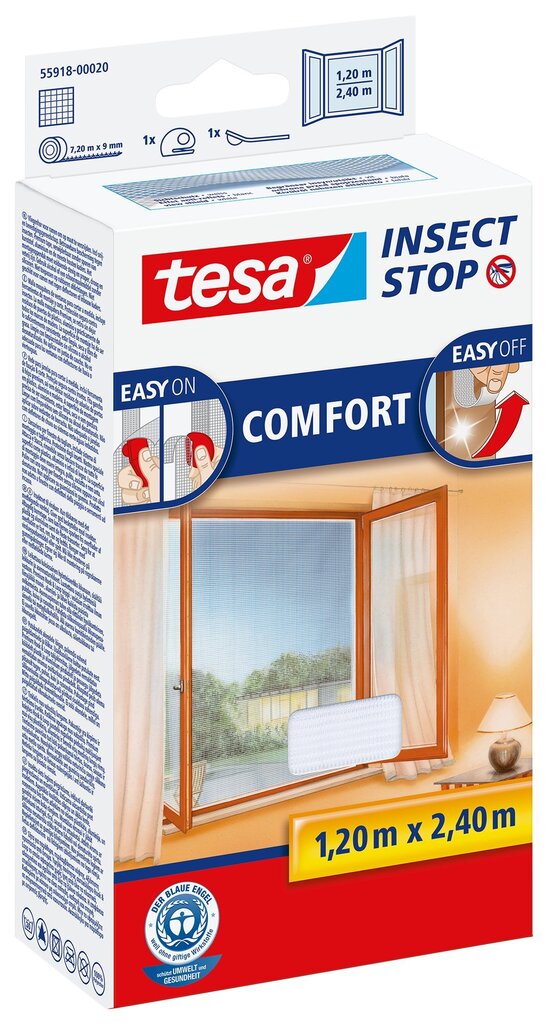 Putukavõrk aknale TESA COMFORT valge 1,2mx2,4m цена и информация | Sääsevõrgud | hansapost.ee