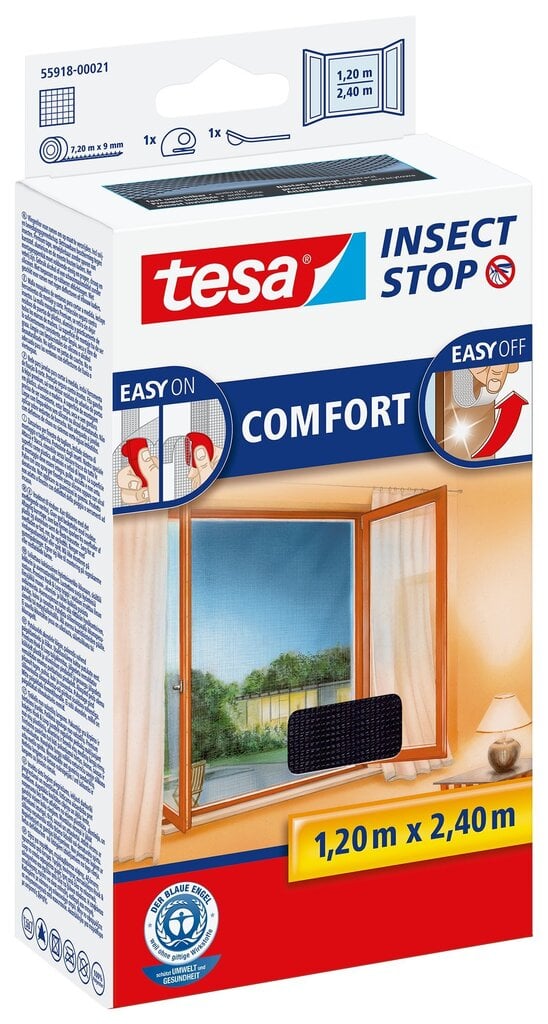 Putukavõrk aknale TESA COMFORT must 1,2mx2,4m цена и информация | Sääsevõrgud | hansapost.ee