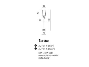 Azzardo põrandalamp Baroco Floor Black hind ja info | Põrandalambid | hansapost.ee